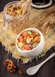 Granola (muesli) with nuts and dried fruits. healthy Breakfast