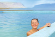 smiling woman in bathing suit...