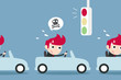 man and traffic jam-late concept. Vector