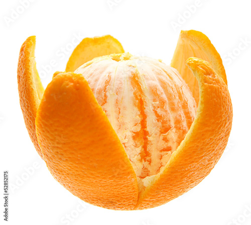 Photo: Open orange fruit isolated. Open orange fruit isolated.