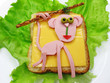 creative vegetable sandwich with cheese and ham