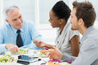 Photo: Discussing of Work at Lunch Discussing of Work at Lunch