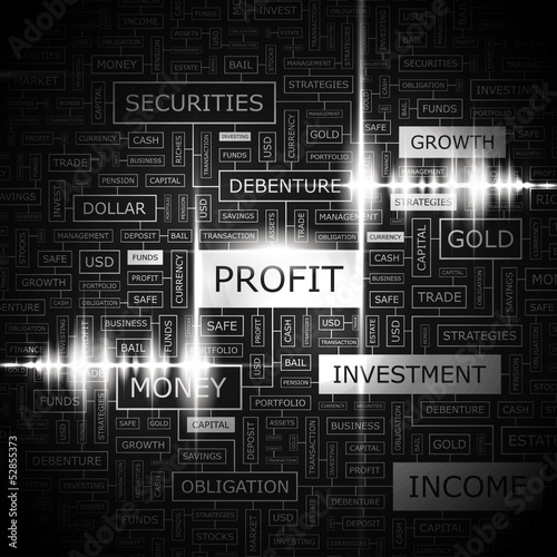 Vector: PROFIT. Word cloud concept illustration. PROFIT. Word cloud concept illustration.