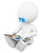 3D white people. Baby playing with a tablet