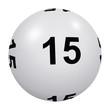 Loto, boule blanche numéro 15