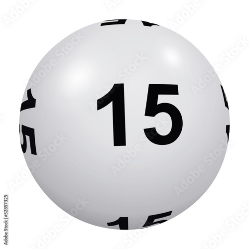 Illustration: Loto, boule blanche numéro 15 Loto, boule blanche numéro 15