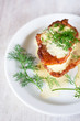 vegetable pancake with sour cream and dil