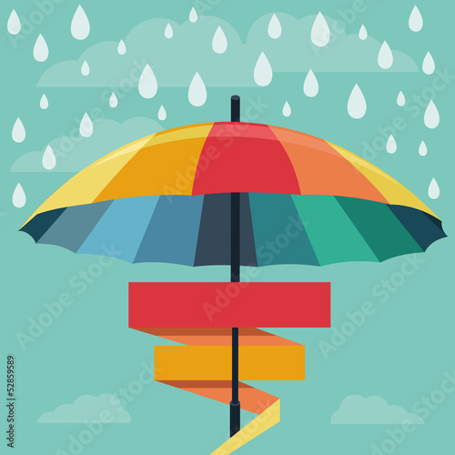 Vector: Vector umbrella and rain drops in rainbow colors Vector umbrella and rain drops in rainbow colors