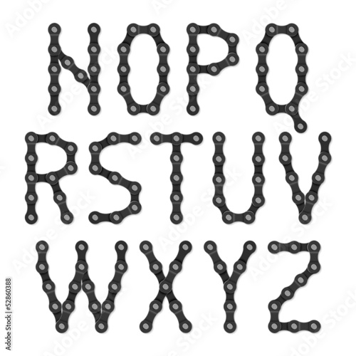 Vector: Bicycle chain alphabet Bicycle chain alphabet
