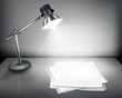Desk with lamp. Vector illustration.