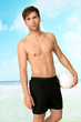 canvas print picture - Mann am Strand