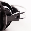 Closeup image of big black headphones