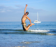 Man jumping on beach