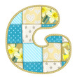 Roundish Font from quilted from multi-colored a blanket rag - l