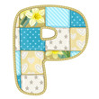 Roundish Font from quilted from multi-colored a blanket rag - le