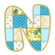 Roundish Font from quilted from multi-colored a blanket rag - le