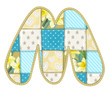 Roundish Font from quilted from multi-colored a blanket rag - l