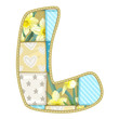 Roundish Font from quilted from multi-colored a blanket rag - le