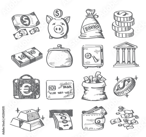 Vector: hand draw money hand draw money