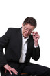 business skeptisch mann