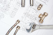 plumbing and drawings, construction still life