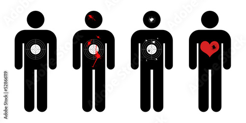 Illustration: men at gunpoint set men at gunpoint set