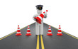 Policeman with traffic cones