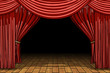 Red stage theater velvet drapes