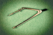 Old drawing tools on a green background