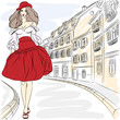 Vector beautiful fashion girls top models in summer dresses