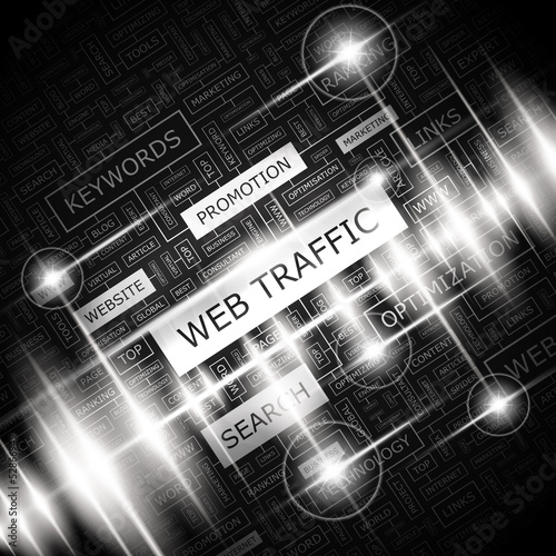 Vector: WEB TRAFFIC. Word cloud concept illustration. WEB TRAFFIC. Word cloud concept illustration.