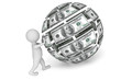 Illustration: 3d person with Sphere from money 3d person with Sphere from money