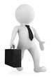 3d businessman running with a briefcase in his hand