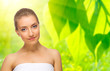Young healthy girl on floral background