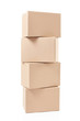 Small cardboard boxes stack on white, clipping path