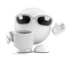 Golfball is having a refreshing cup of tea