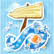 Signboard On Sea Background