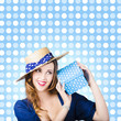 Happy birthday girl holding present