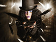 Dark fashion girl making magic and mystery wish