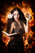 Sorcerer casting black magic spells of fire