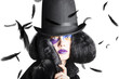 Vogue woman in black costume