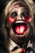 Dark and scary horror face. Evil laugh