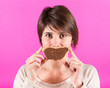 Young Woman with Chocolate Cream