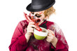 Woman eating bloody hand