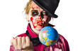 Zombie holding knife in globe