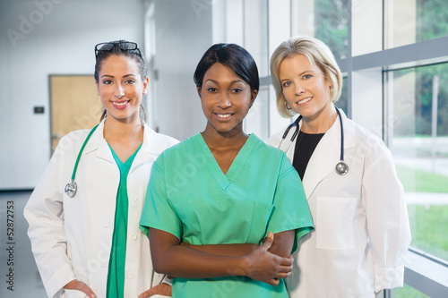 Photo: group of female doctors and nurses group of female doctors and nurses