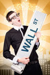 Finance man rocking wall street stock market