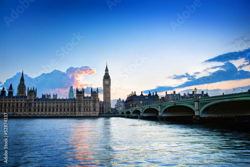 Photo: London, the UK. Big Ben, the Palace of Westminster at sunset London, the UK. Big Ben, the Palace of Westminster at sunset