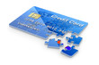 Illustration: 3D concept with credit card puzzle 3D concept with credit card puzzle