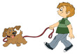 Junge, Kind, Schulkind, Hund, Haustier, Freund